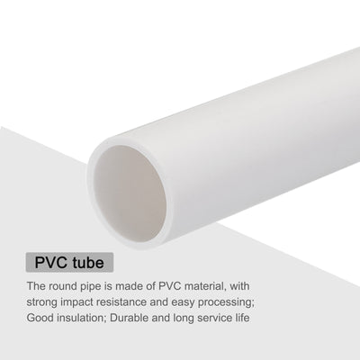 Harfington PVC Rigid Round Pipe 21mm ID 25mm OD 20cm/8" Length White High Impact for Water Pipe, Crafts, Cable Sleeve