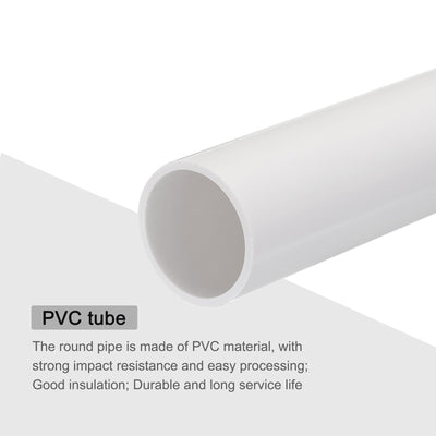 Harfington PVC Rigid Round Pipe 28mm ID 32mm OD 20cm/8" Length White High Impact for Water Pipe, Crafts, Cable Sleeve