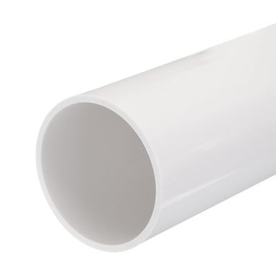 Harfington PVC Rigid Round Pipe 81.4mm ID 90mm OD 20cm/8" Length White High Impact for Water Pipe, Crafts, Cable Sleeve