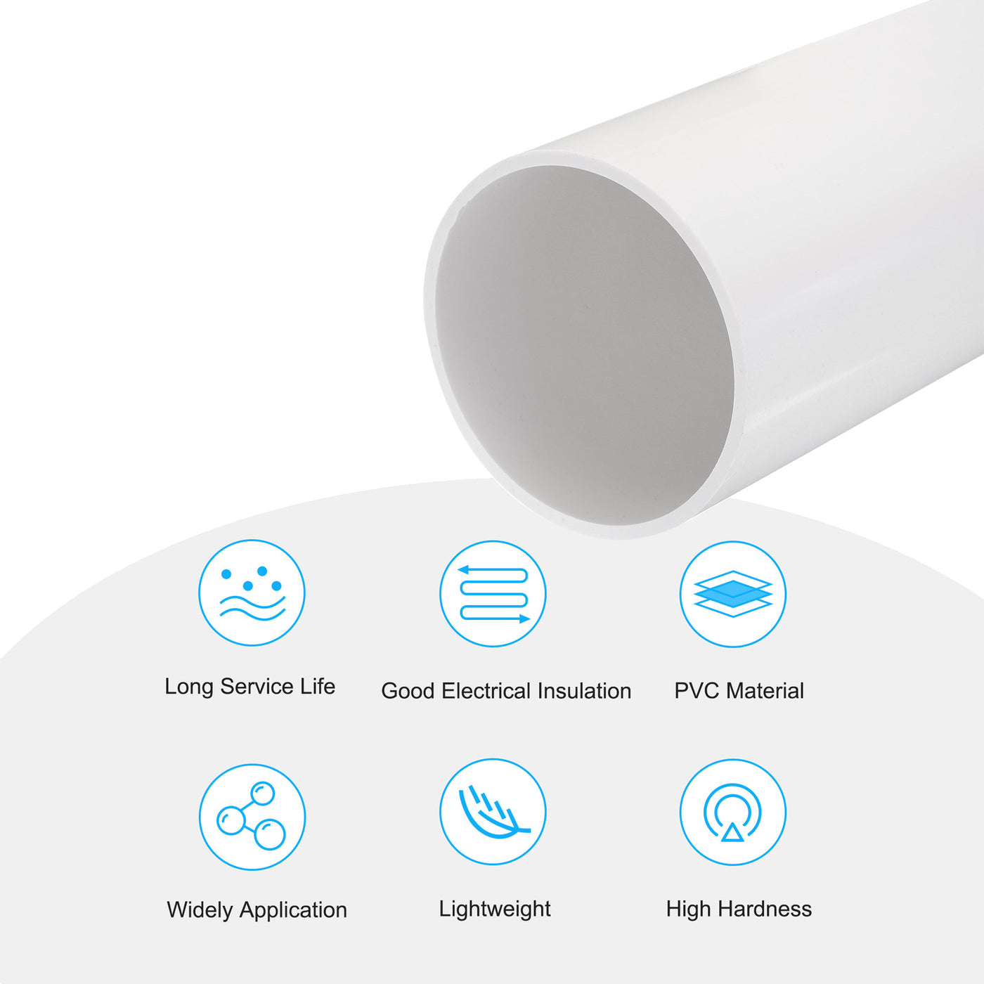 Harfington PVC Rigid Round Pipe 101.6mm ID 110mm OD 20cm/8" Length White High Impact for Water Pipe, Crafts, Cable Sleeve