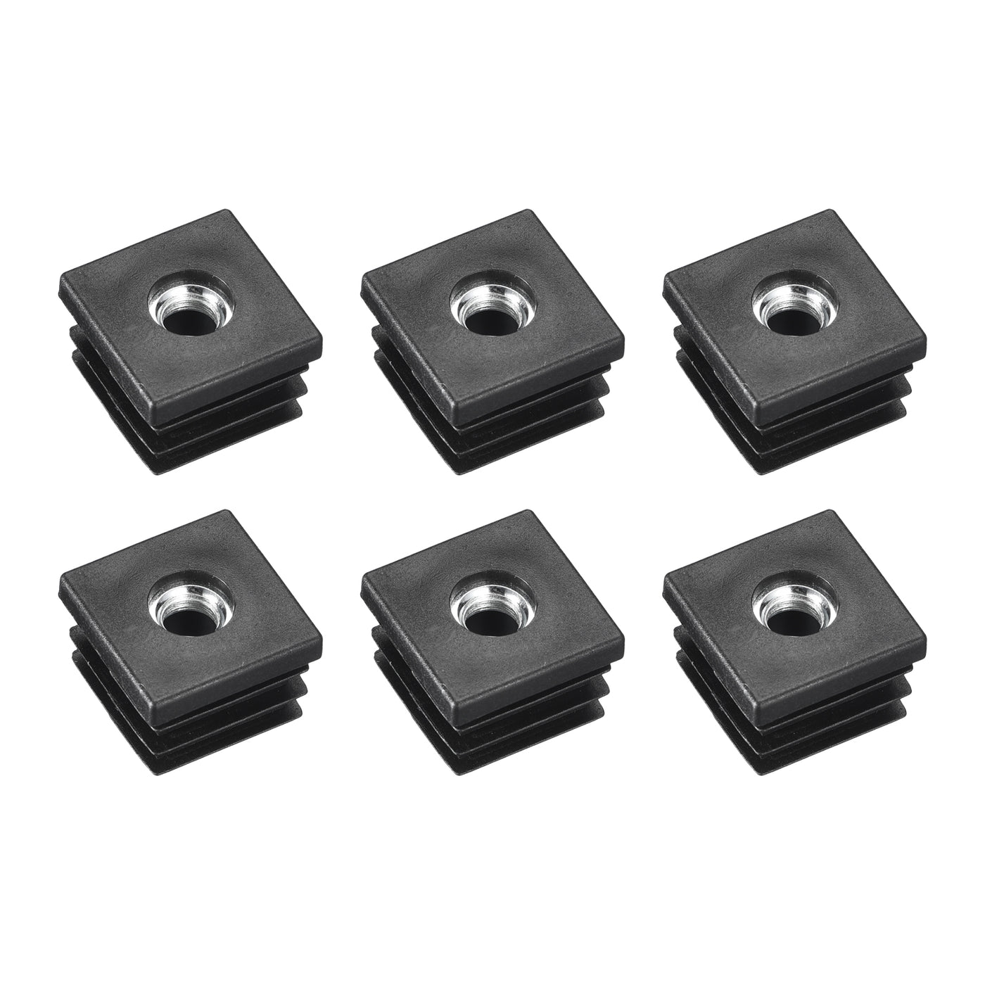 uxcell Uxcell 6Pcs 0.98"x0.98" Caster Insert with Thread, Square M8 Thread for Furniture