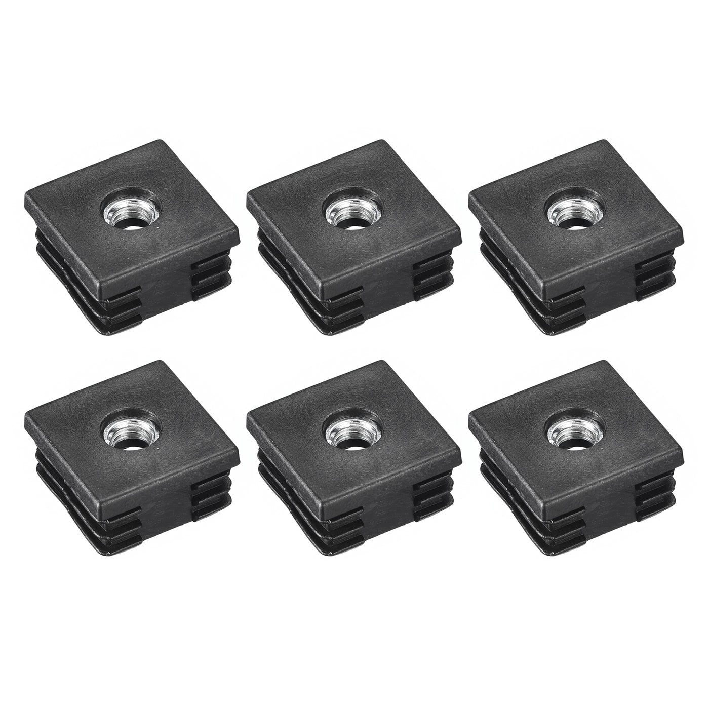 uxcell Uxcell 6Pcs 1.18"x1.18" Caster Insert with Thread, Square M8 Thread for Furniture