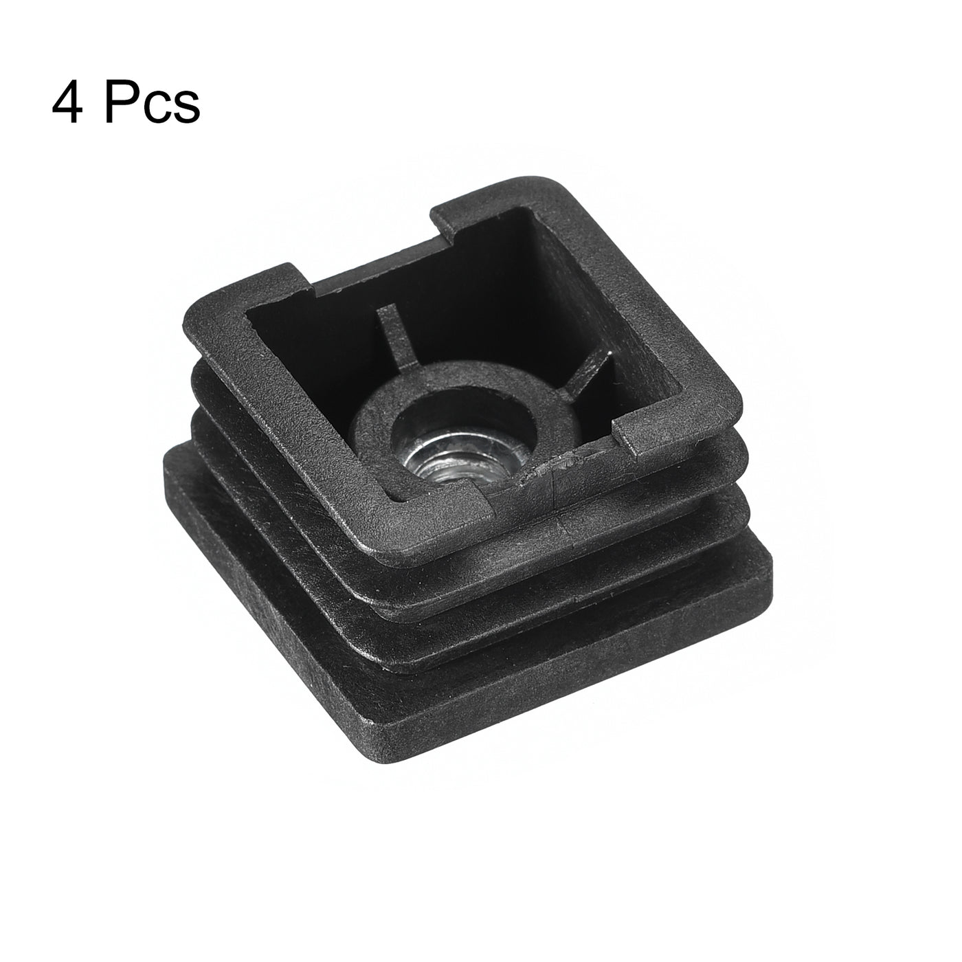 uxcell Uxcell 4Pcs 1.38"x1.38" Caster Insert with Thread, Square M8 Thread for Furniture