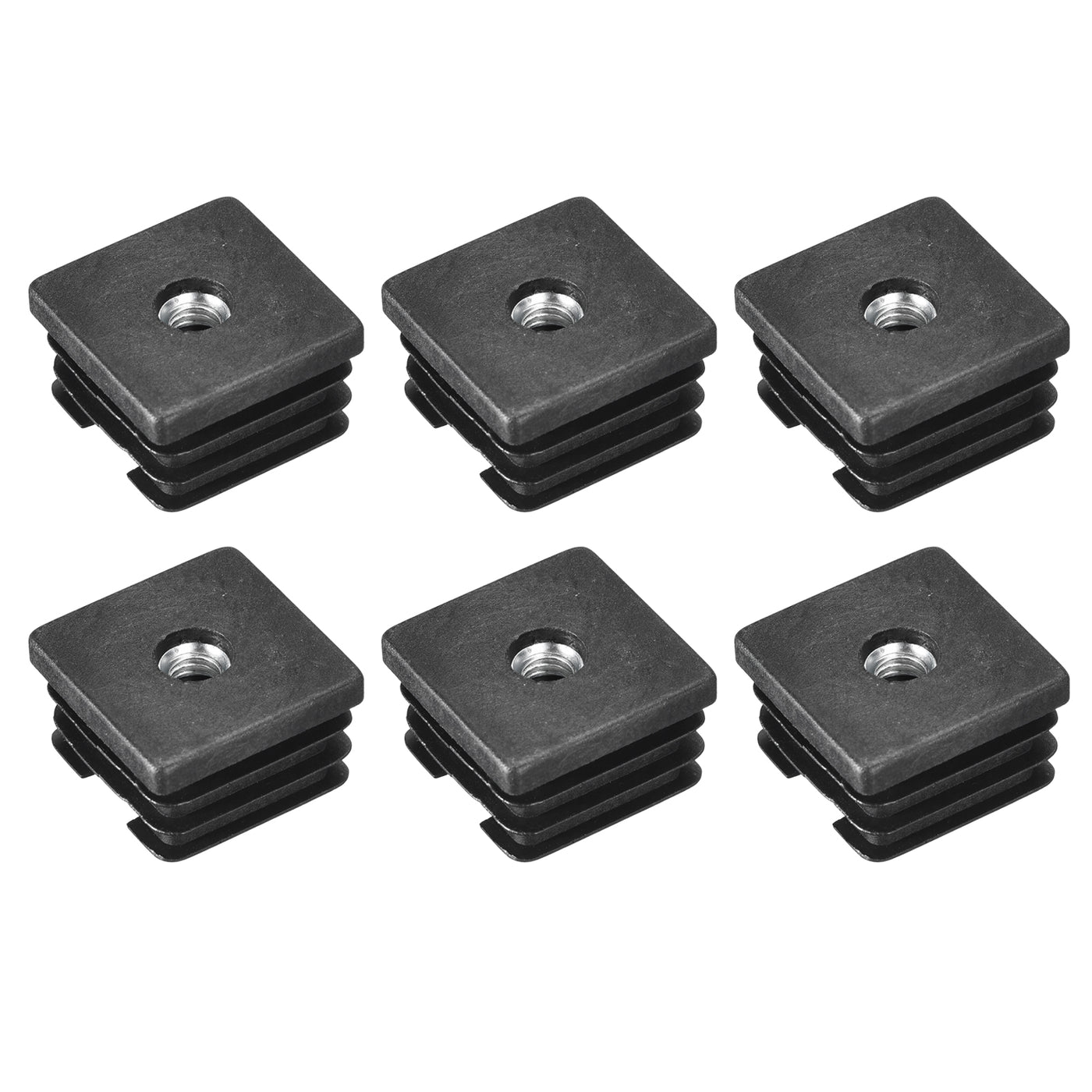 uxcell Uxcell 6Pcs 1.38"x1.38" Caster Insert with Thread, Square M8 Thread for Furniture
