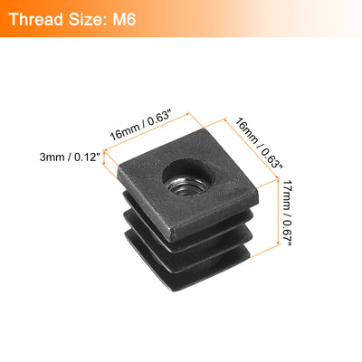Harfington Uxcell 4Pcs 0.63"x0.63" Caster Insert with Thread, Square M6 Thread for Furniture