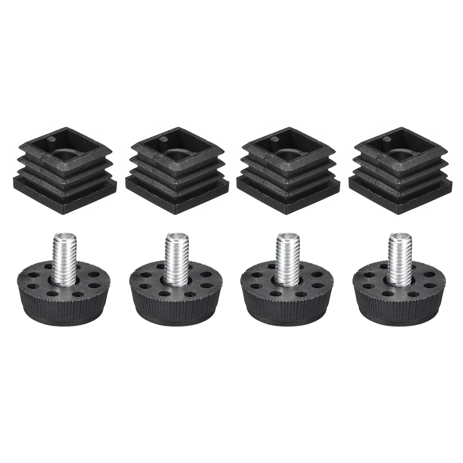 Uxcell 4Pcs Inserts for Square Tubes with Leveling Feet, Adjustable 10 ...