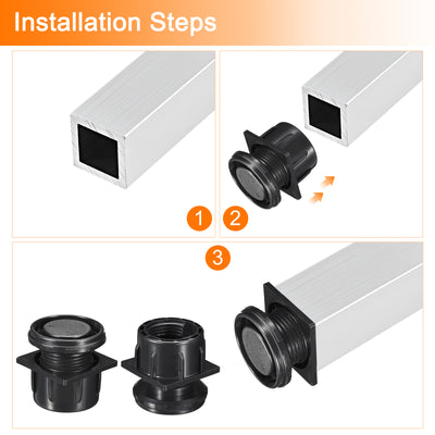 Harfington Uxcell 4Pcs Inserts for Square Tubes with Leveling Feet, for 50x50mm Dia Square Tube