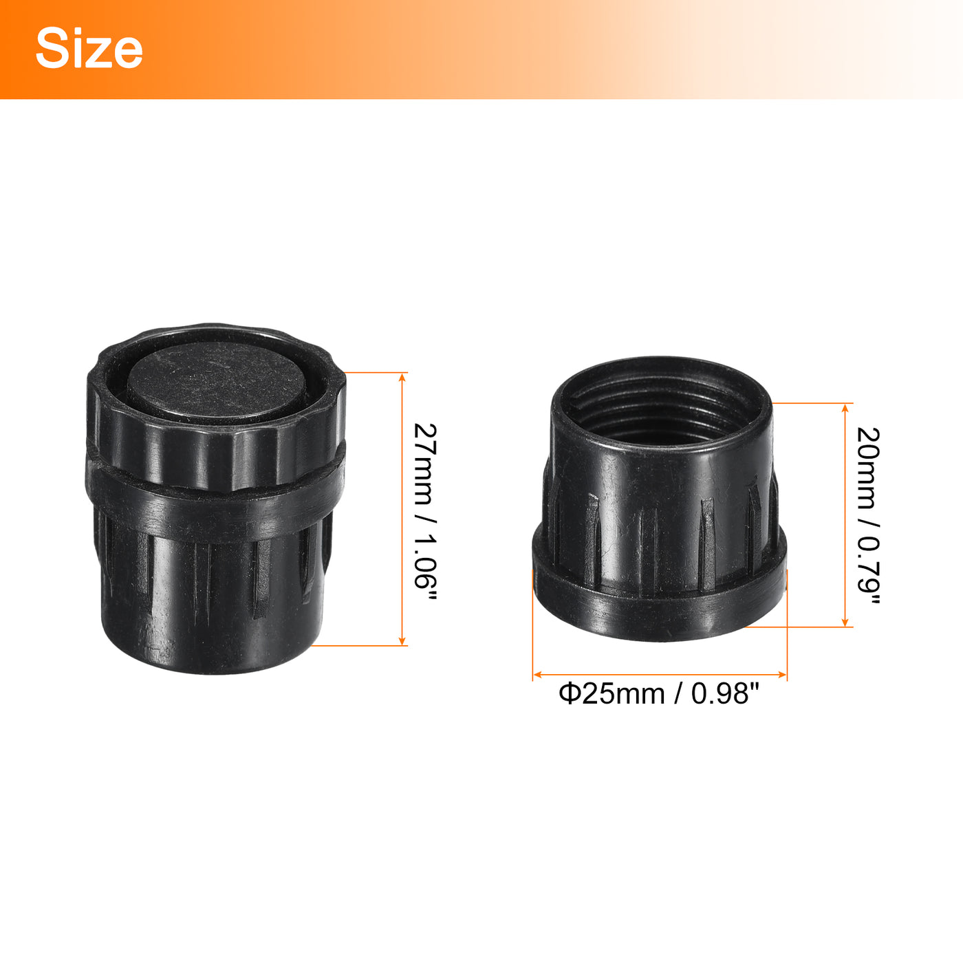uxcell Uxcell 4Pcs Inserts for Round Tubes with Leveling Feet, for 25mm/0.98" Dia Round Tube