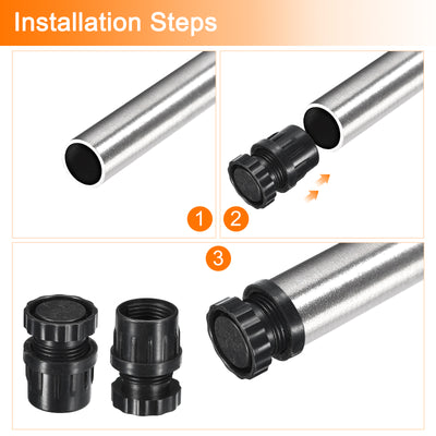 Harfington Uxcell 4Pcs Inserts for Round Tubes with Leveling Feet, for 25mm/0.98" Dia Round Tube