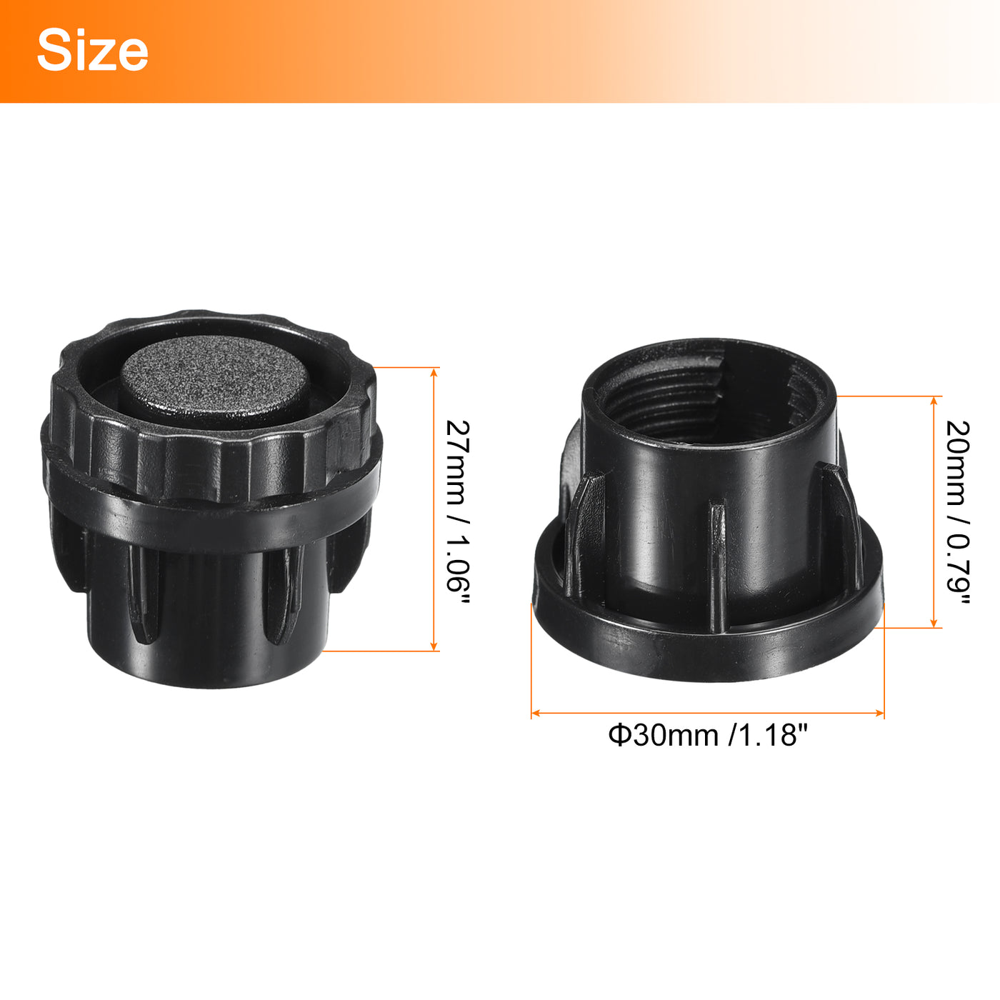 uxcell Uxcell 4Pcs Inserts for Round Tubes with Leveling Feet, for 30mm/1.18" Dia Round Tube