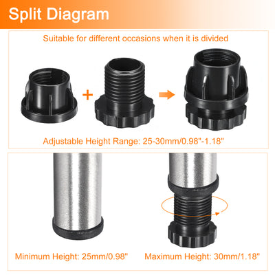 Harfington Uxcell 8Pcs Inserts for Round Tubes with Leveling Feet, for 30mm/1.18" Dia Round Tube