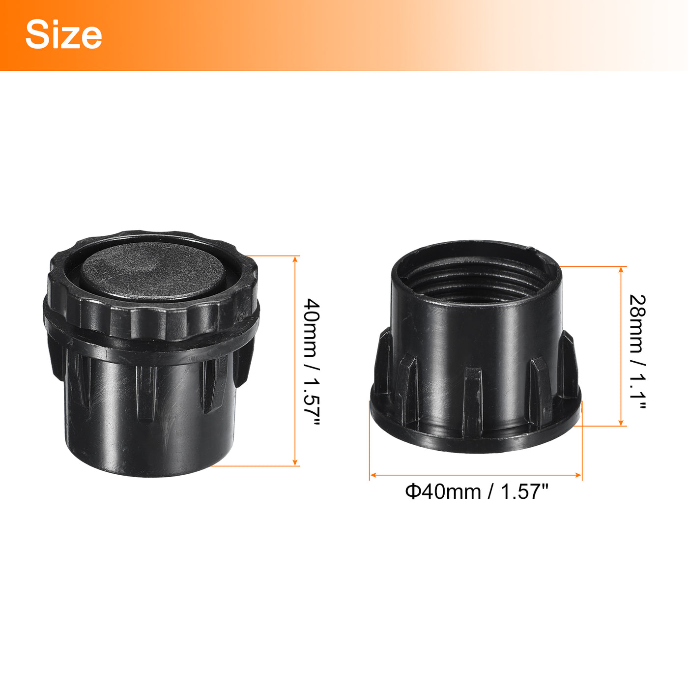 uxcell Uxcell 4Pcs Inserts for Round Tubes with Leveling Feet, for 40mm/1.57" Dia Round Tube