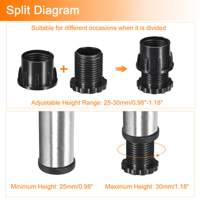 Harfington Uxcell 4Pcs Inserts for Round Tubes with Leveling Feet, for 40mm/1.57" Dia Round Tube