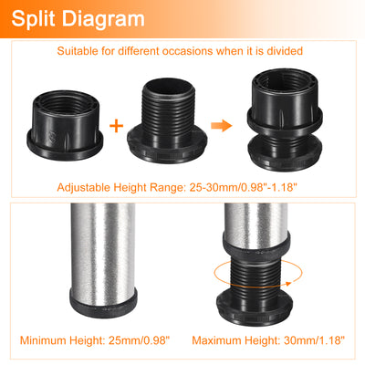 Harfington Uxcell 4Pcs Inserts for Round Tubes with Leveling Feet, for 50mm/1.97" Dia Round Tube