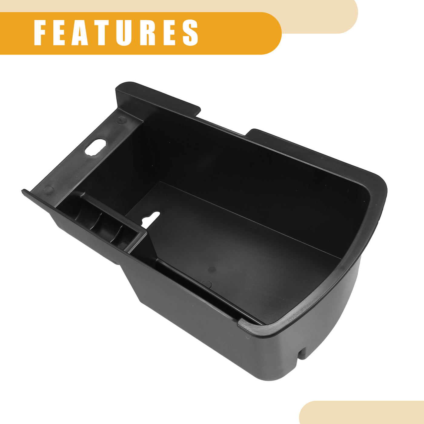 Partuto Center Console Organizer Tray - Car Front Armrest Storage Box - for Peugeot 3008 2017-2020 Plastic Black - 1 Pc