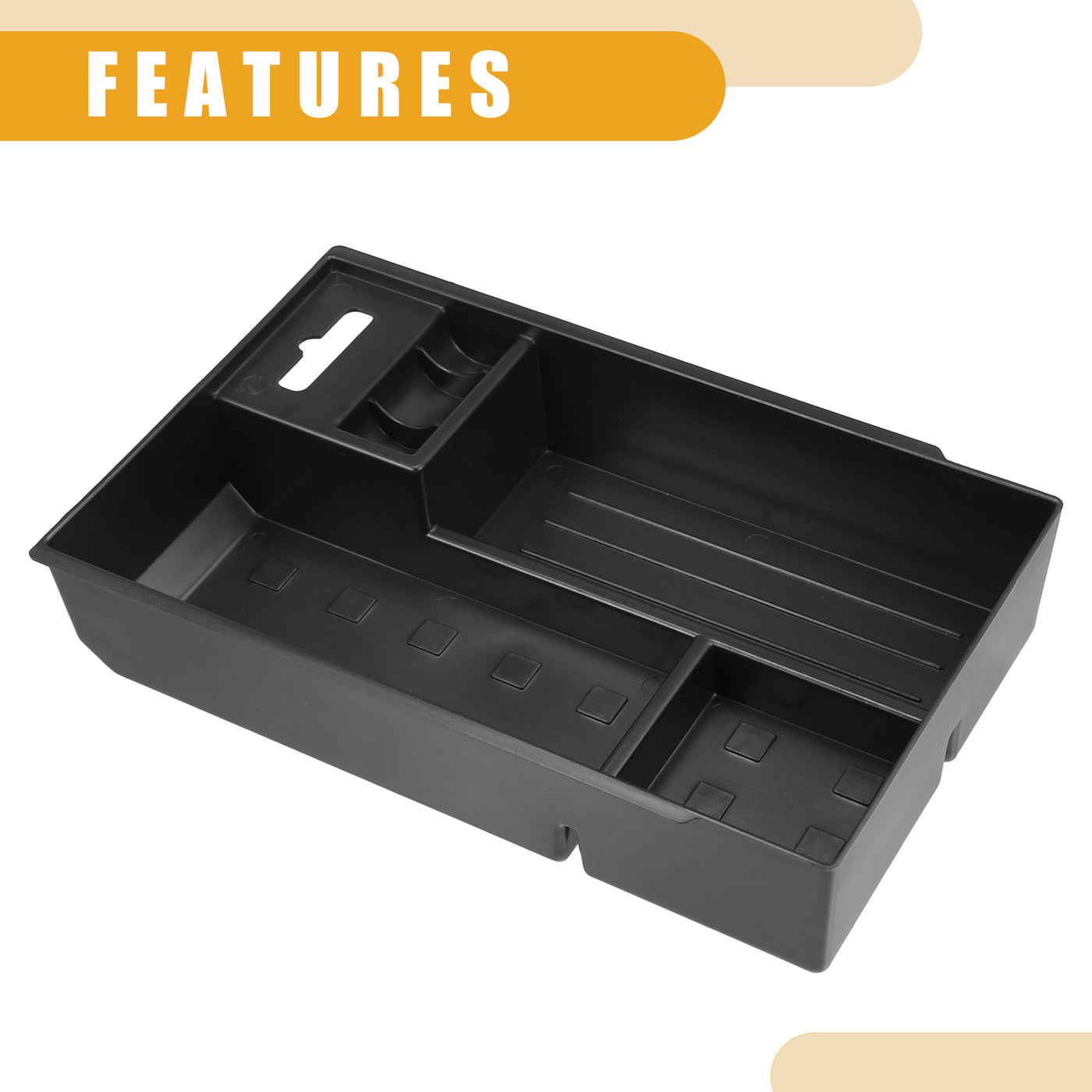 Partuto Center Console Organizer Tray - Car Front Armrest Storage Box - for Lexus NX250 2022-2023 Plastic Black - 1 Pc