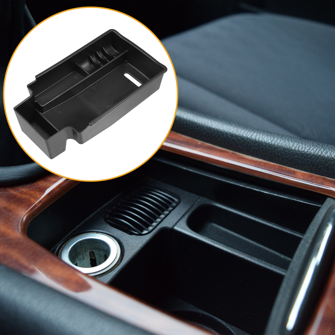 Partuto Center Console Organizer Tray - Car Front Armrest Storage Box - for Audi Q3 2013-2018 Plastic Black - 1 Pc