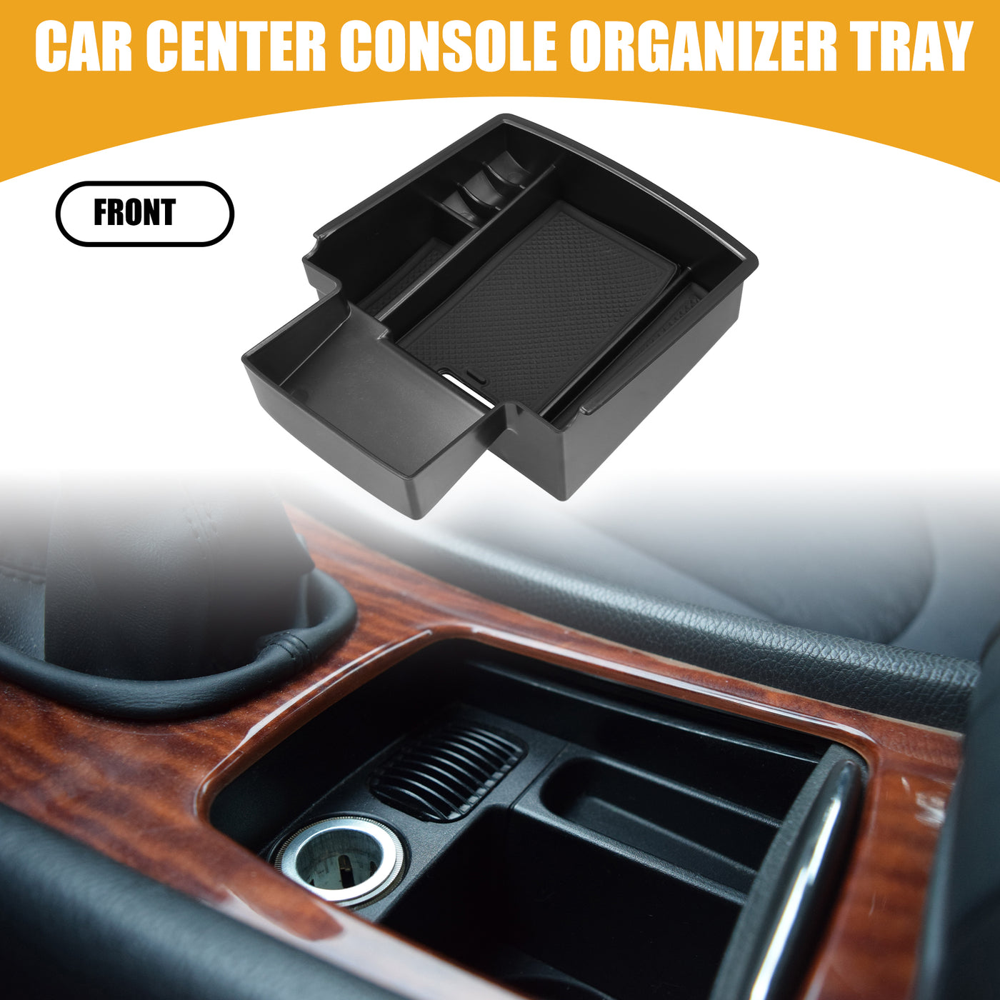 Partuto Center Console Organizer Tray - Car Front Armrest Storage Box - for Audi Q5 2008-2018 Plastic Black - 1 Pc