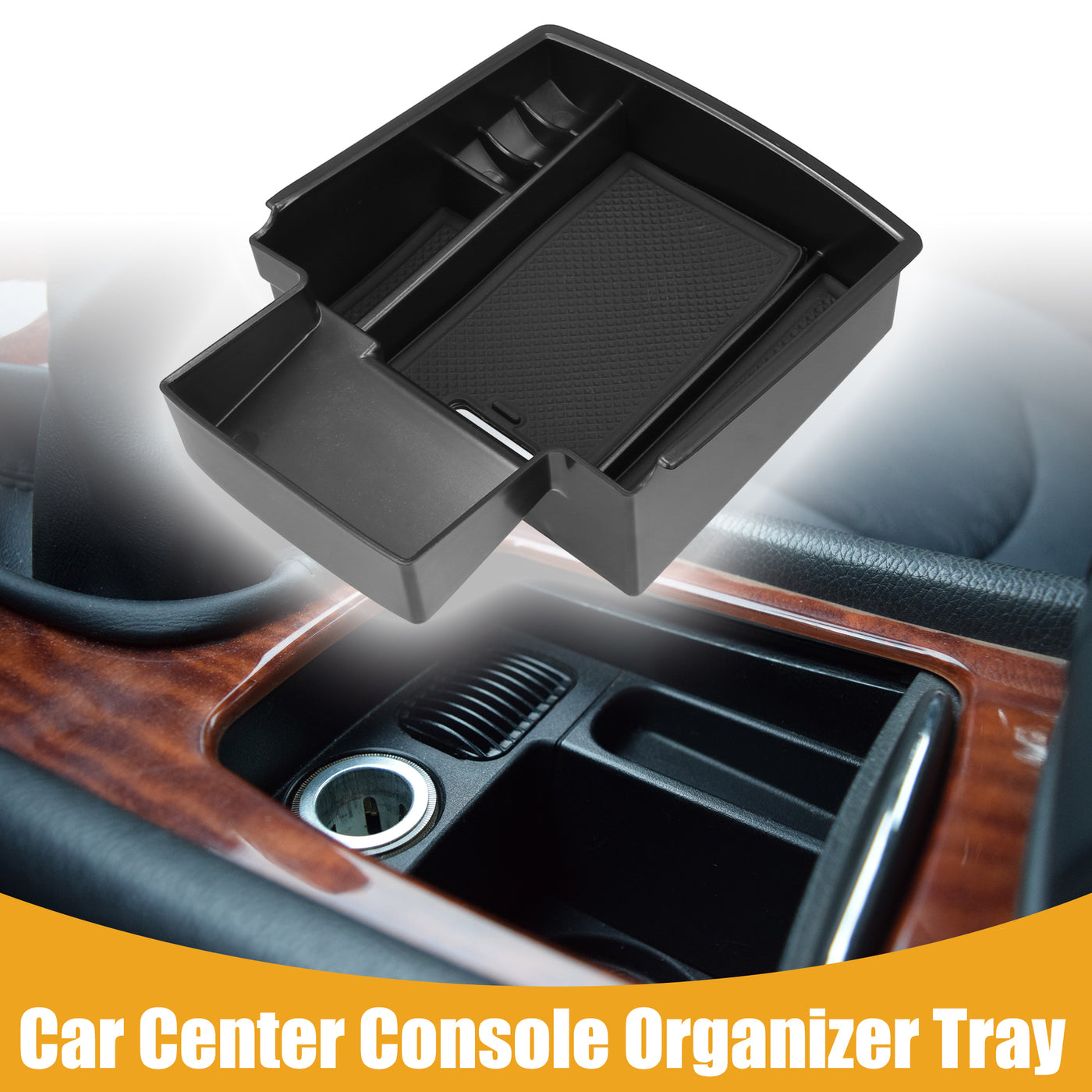 Partuto Center Console Organizer Tray - Car Front Armrest Storage Box - for Audi Q5 2008-2018 Plastic Black - 1 Pc