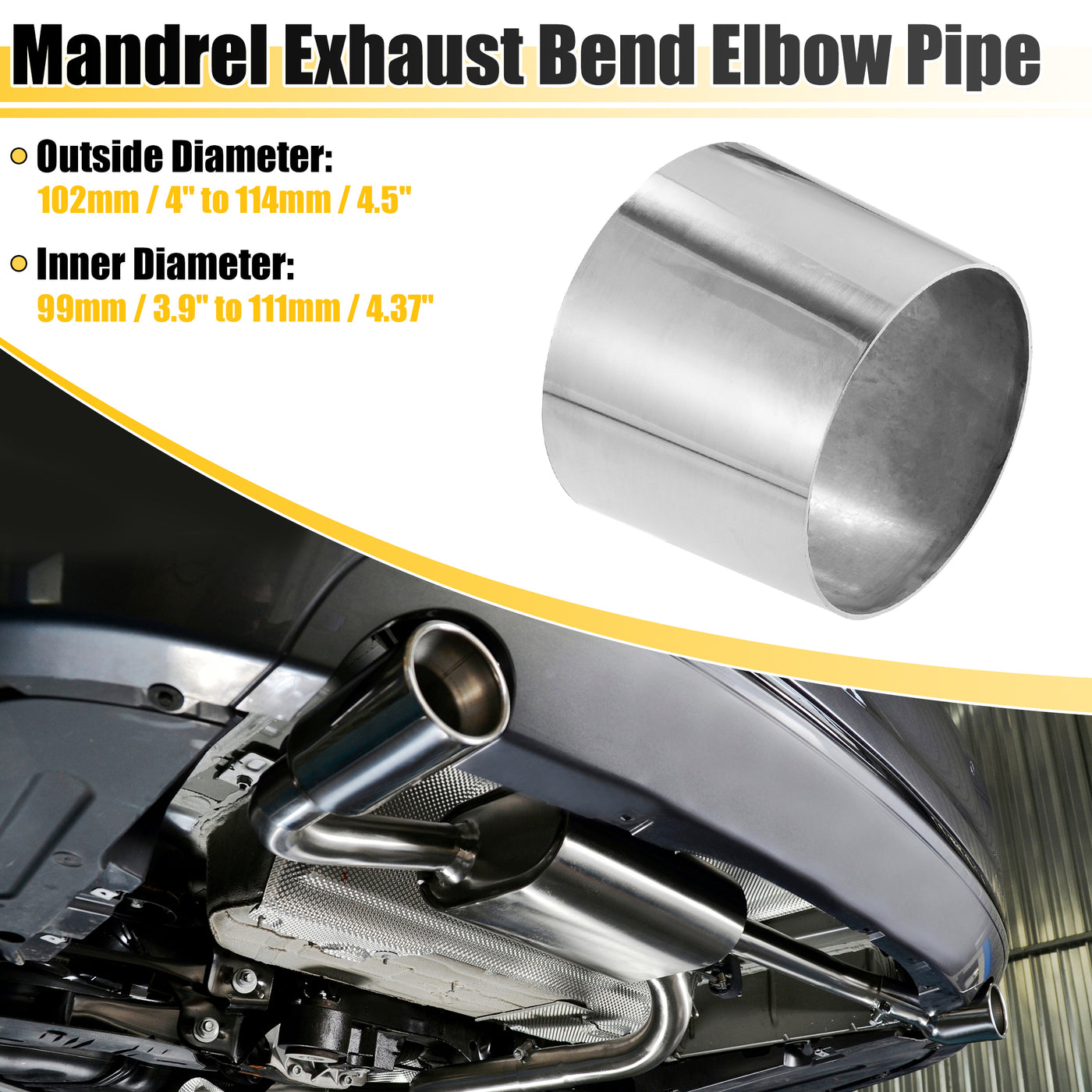 X AUTOHAUX Car Mandrel Exhaust Bend Elbow Pipe 304 Stainless Steel Concentric Reducer 1pcs