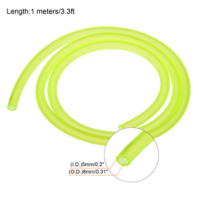 Harfington PVC Petrol Fuel Line Hose 3/16" x 5/16" 3.3ft Yellow for Chainsaws Lawn Mower String Trimmer Blowers Small Engines