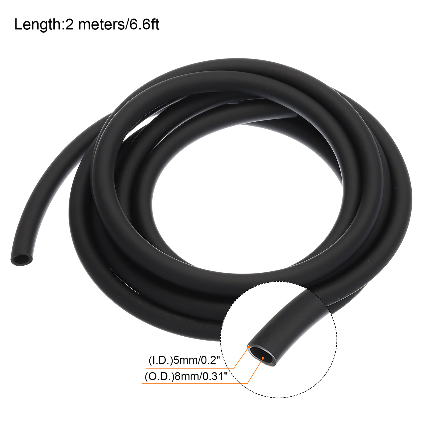 Harfington PVC Petrol Fuel Line Hose 3/16" x 5/16" 6.6ft Black for Chainsaws Lawn Mower String Trimmer Blowers Small Engines
