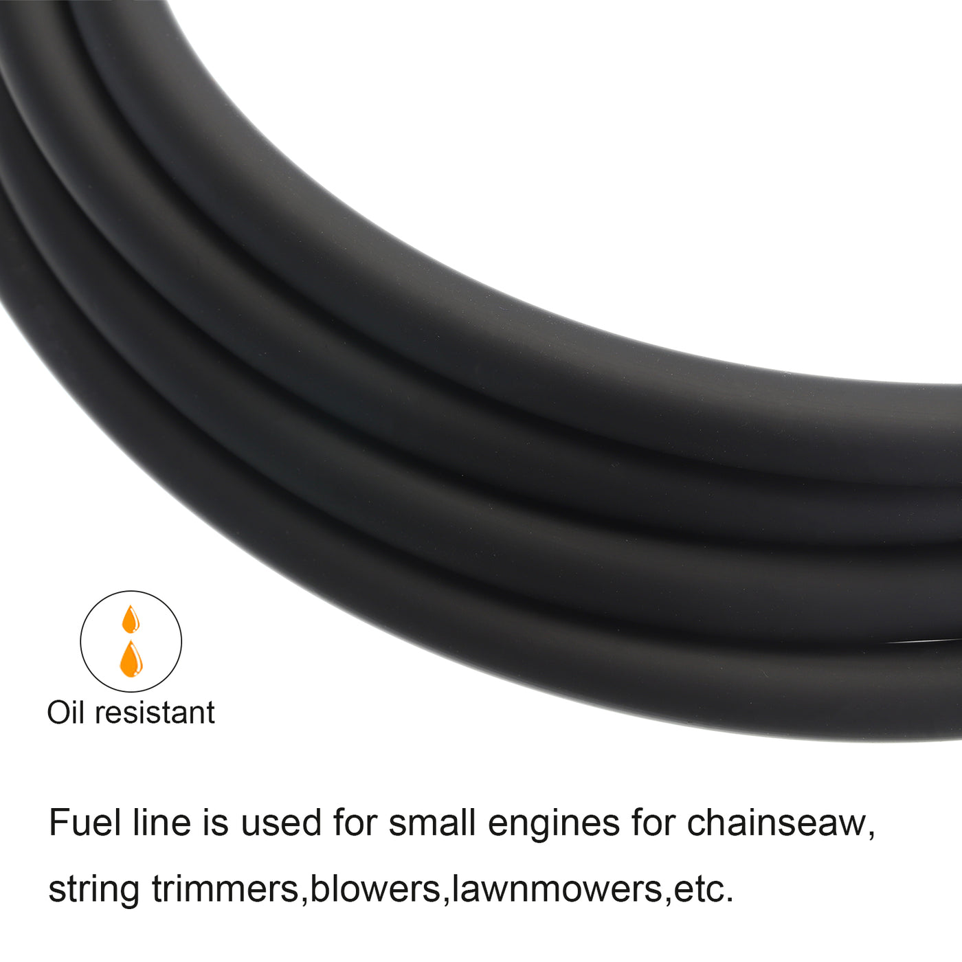 Harfington PVC Petrol Fuel Line Hose 3/16" x 5/16" 6.6ft Black for Chainsaws Lawn Mower String Trimmer Blowers Small Engines