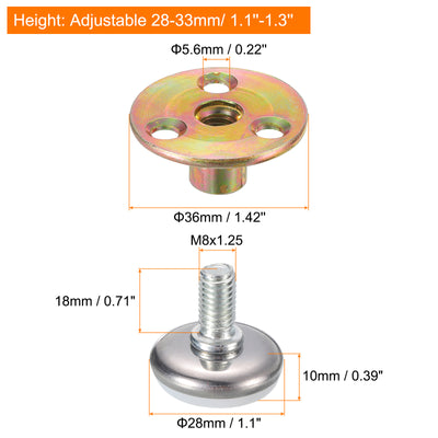 Harfington Uxcell Thread Furniture Leveling Feet, 4Pcs - Adjustable Furniture Feet Levelers, Self-adhesive Threaded Screw-in Raised Base for Tables Sofas (28 x 10 MM)