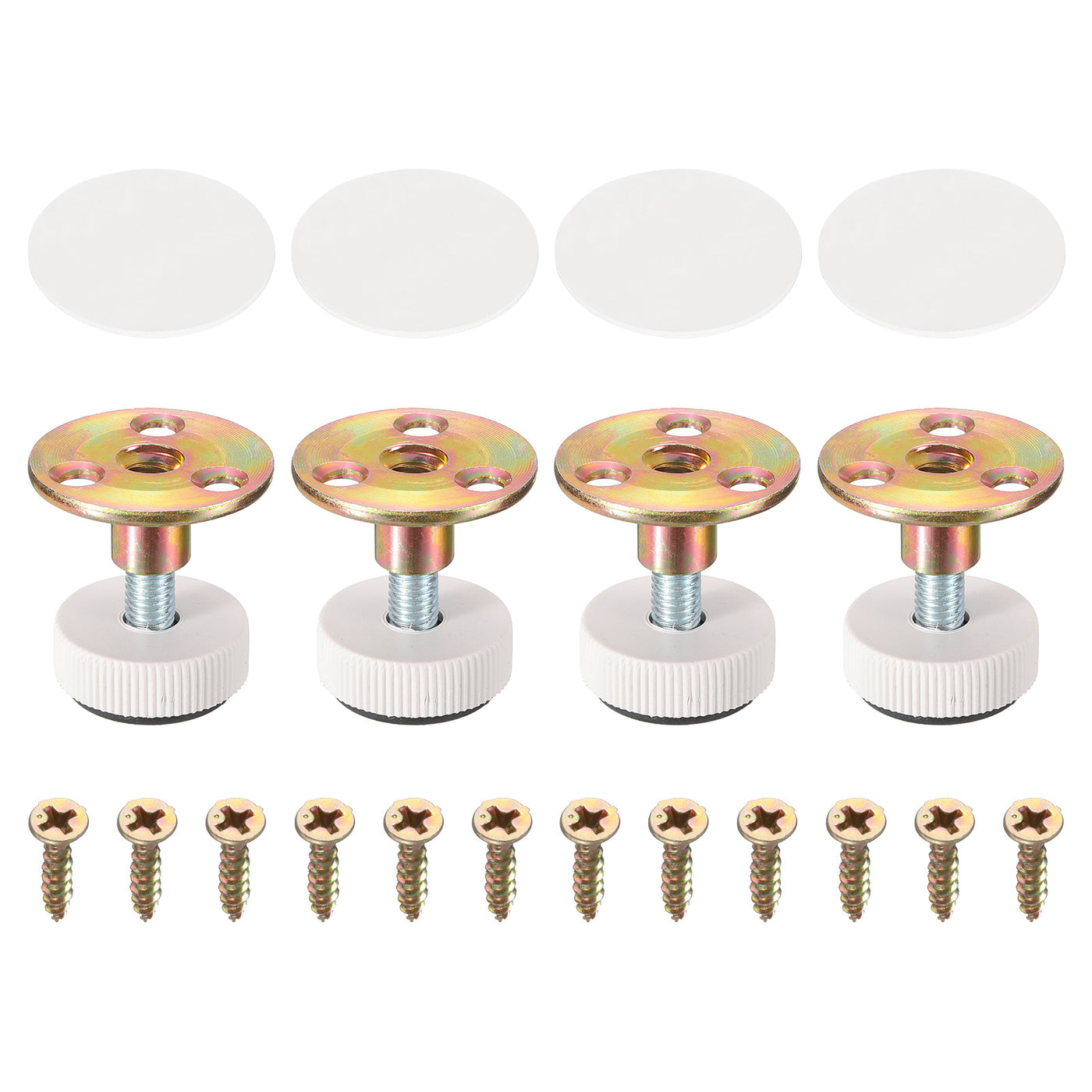 uxcell Uxcell Thread Furniture Leveling Feet, 4Pcs - Adjustable Furniture Feet Levelers, Self-adhesive Threaded Screw-in Raised Base for Tables Sofas (30 x 12 MM)