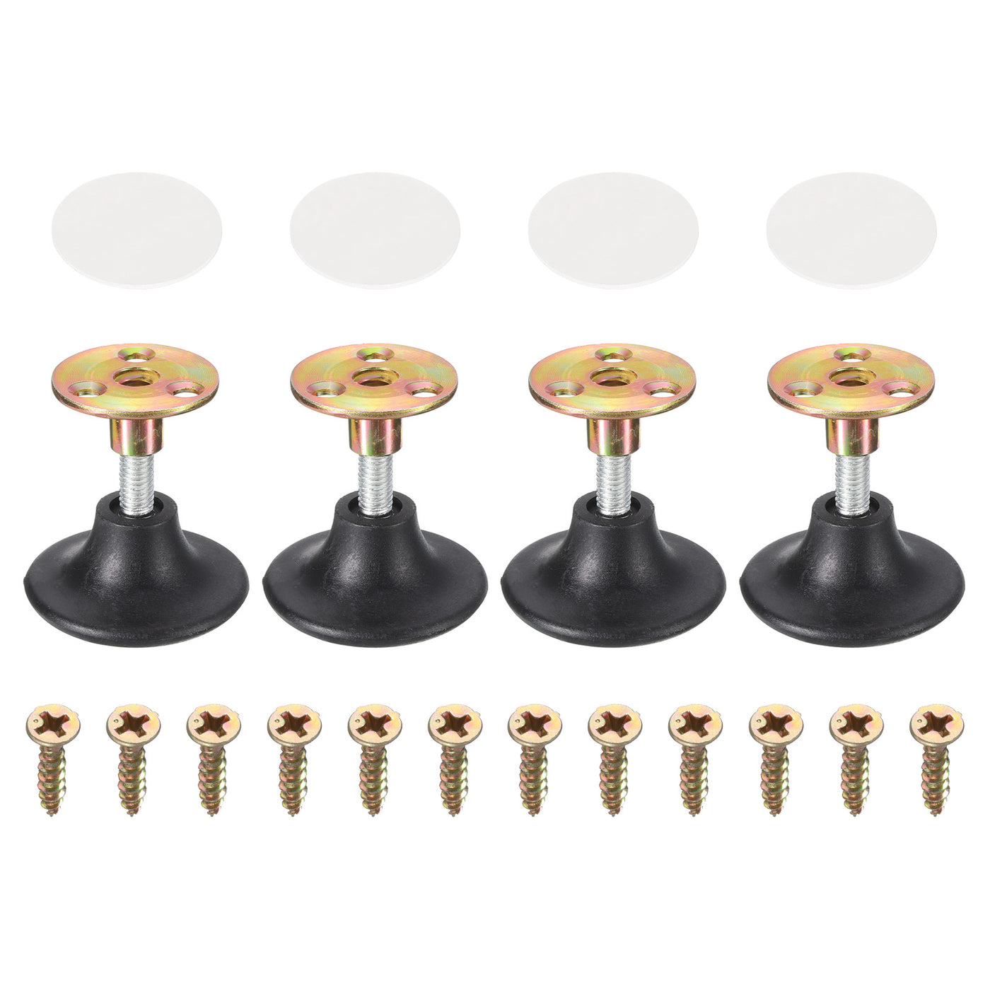 uxcell Uxcell Thread Furniture Leveling Feet, 4Pcs - Adjustable Furniture Feet Levelers, Self-adhesive Threaded Screw-in Raised Base for Tables Sofas (50 x 24 MM)