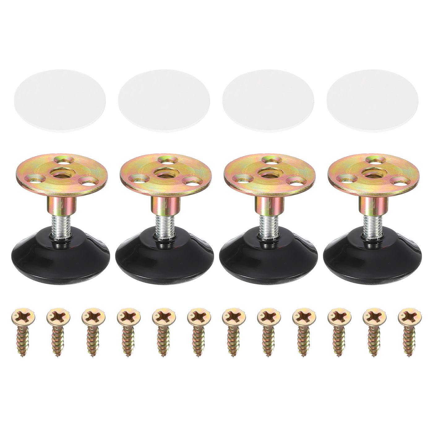 uxcell Uxcell Thread Furniture Leveling Feet, 4Pcs - Adjustable Furniture Feet Levelers, Self-adhesive Threaded Screw-in Raised Base for Tables Sofas (40 x 15 MM)
