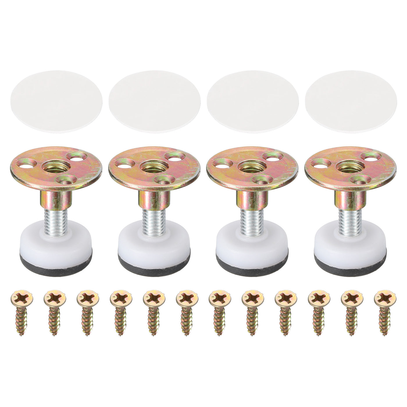 uxcell Uxcell Thread Furniture Leveling Feet, 4Pcs - Adjustable Furniture Feet Levelers, Self-adhesive Threaded Screw-in Raised Base for Tables Sofas (30 x 13 MM)