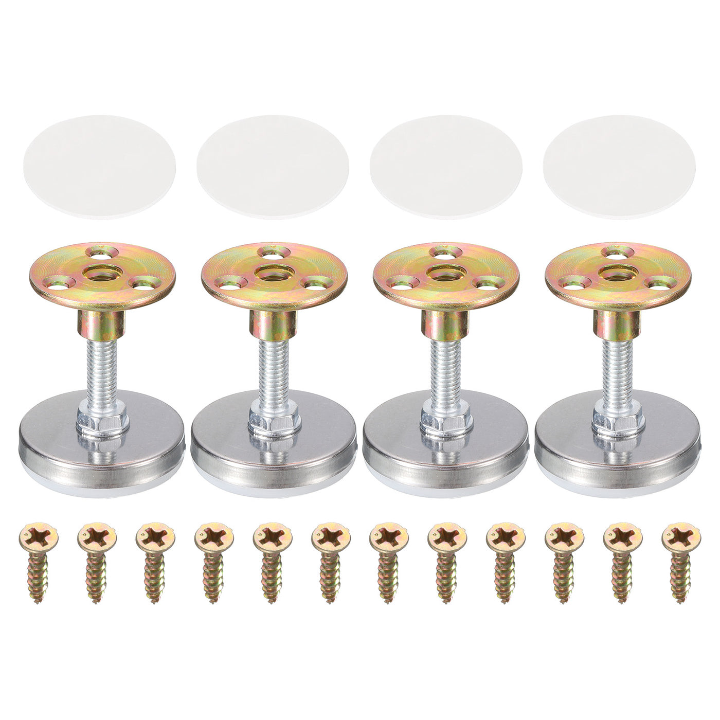 uxcell Uxcell Thread Furniture Leveling Feet, 4Pcs - Adjustable Furniture Feet Levelers, Self-adhesive Threaded Screw-in Raised Base for Tables Sofas (43 x 12 MM)