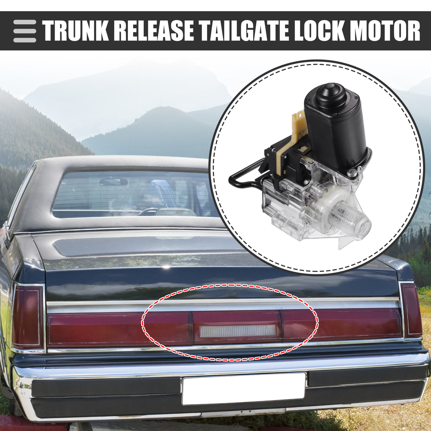 Motoforti Trunk Pull Down Motor, Rear Trunk Release Tailgate Lock Motor, for Lincoln Town Car 1985-2002, Metal Plastic, Black