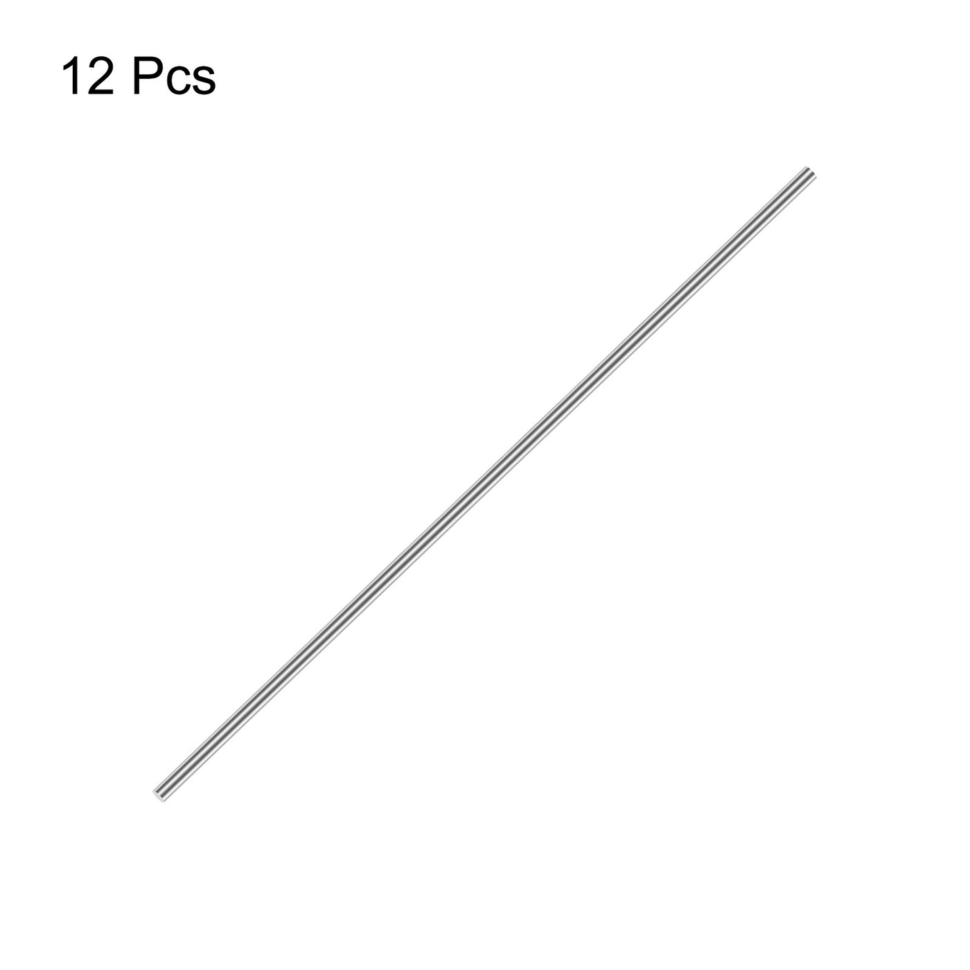 uxcell Uxcell 1.5mm x 200mm 304 Stainless Steel Solid Round Rod for DIY Craft - 12pcs