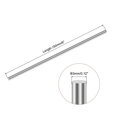Harfington Uxcell 3mm x 150mm(1/8" x 6") 304 Stainless Steel Solid Round Rod for DIY Craft - 12pcs