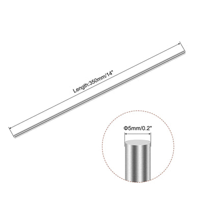 Harfington Uxcell 5mm x 350mm 304 Stainless Steel Solid Round Rod for DIY Craft - 12pcs