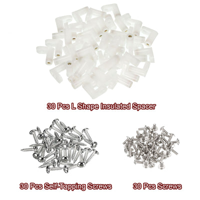 Harfington Uxcell 30 Pcs Circuit Board L Shape Insulated PCB Spacer 20mm Standoffs Mounting Feet Supporting Height with Screws White