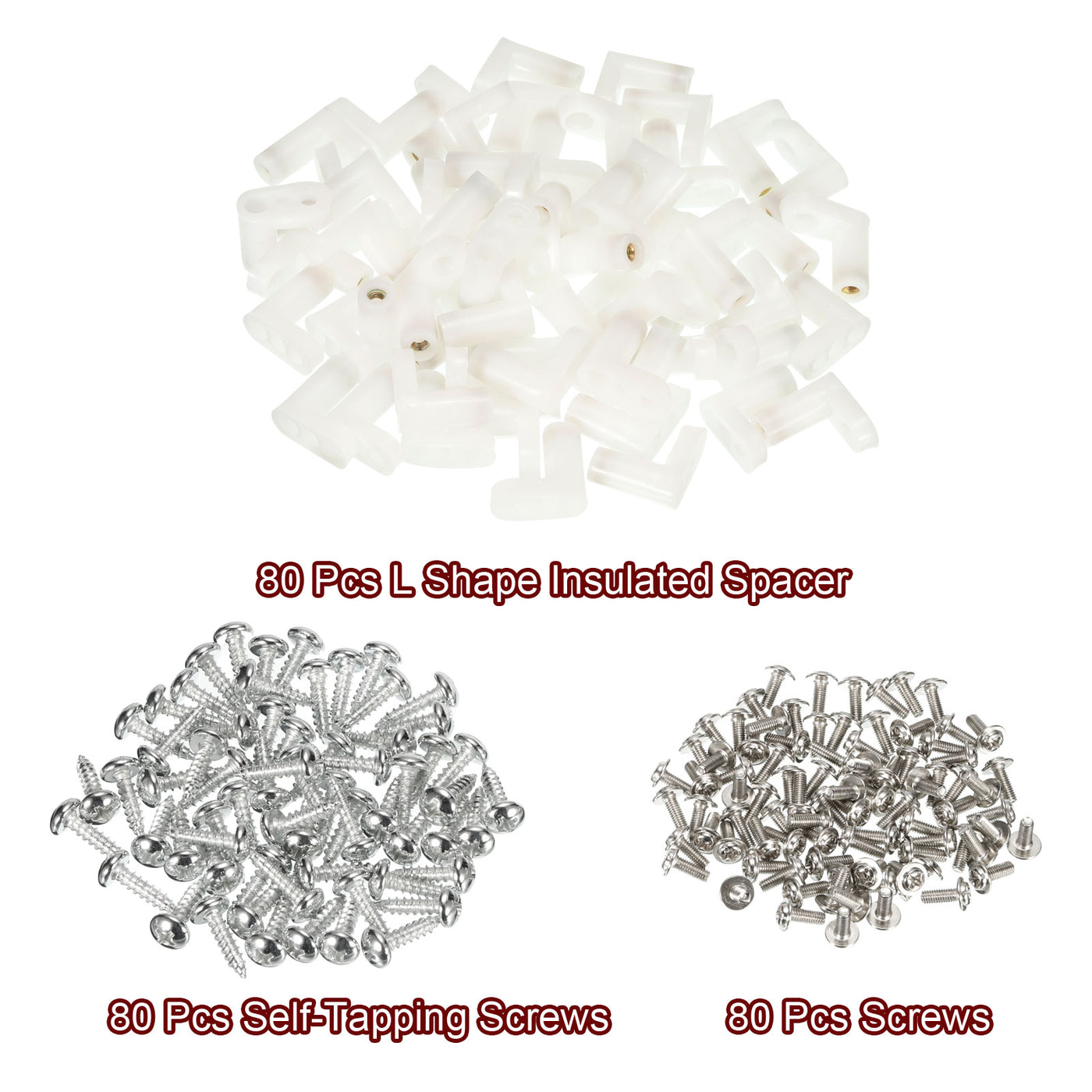 uxcell Uxcell 80 Pcs Circuit Board L Shape Insulated PCB Spacer 20mm Standoffs Mounting Feet Supporting Height with Screws White