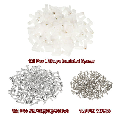 Harfington Uxcell 120 Pcs Circuit Board L Shape Insulated PCB Spacer 20mm Standoffs Mounting Feet Supporting Height with Screws White