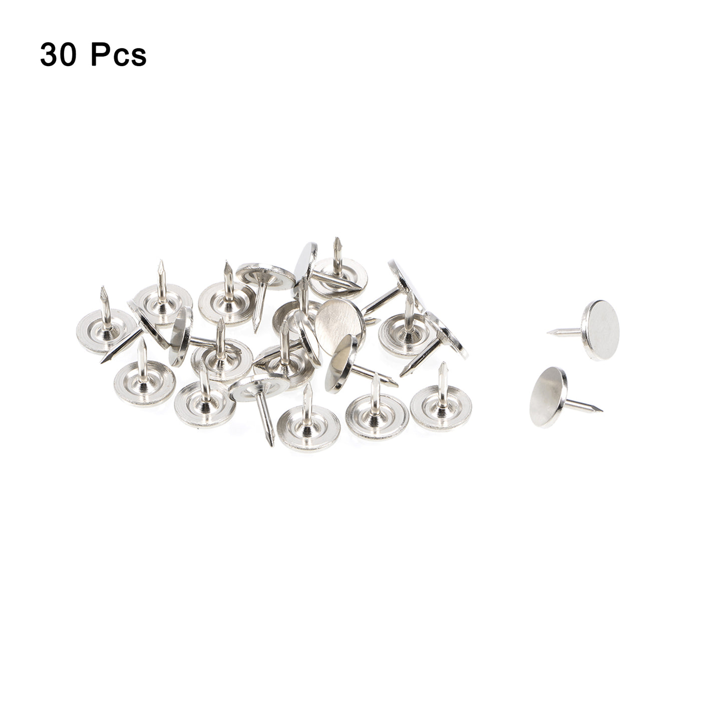 uxcell Uxcell 30Pcs 9.5mmx10mm Flat Head Decorative Upholstery Tacks Furniture Nails, Silver