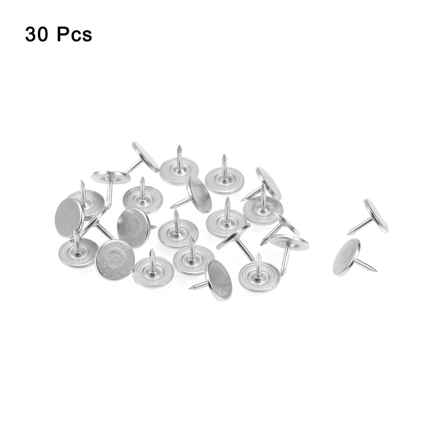 uxcell Uxcell 30Pcs 11mmx10mm Flat Head Decorative Upholstery Tacks Furniture Nails, Silver