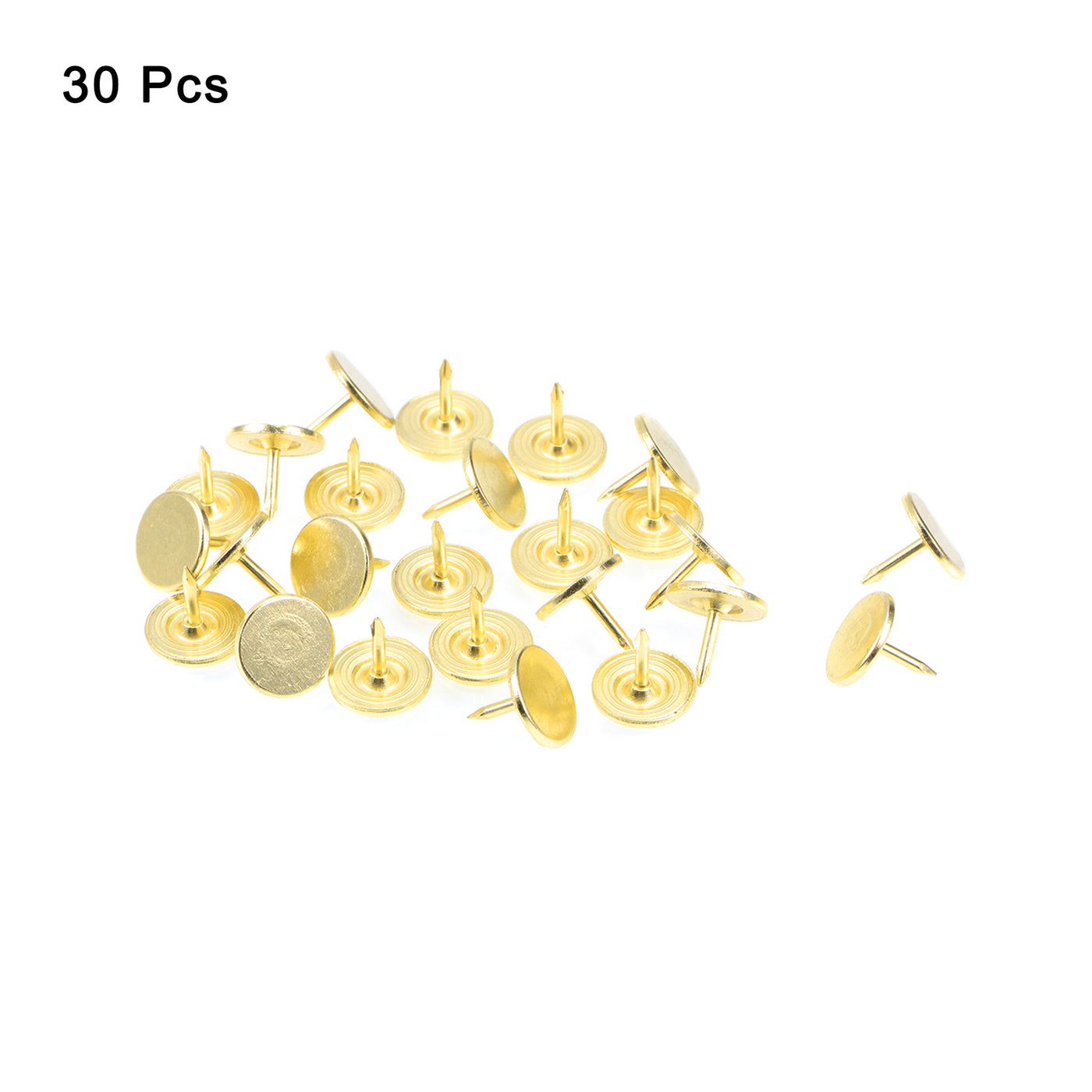 uxcell Uxcell 30Pcs 11mmx10mm Flat Head Decorative Upholstery Tacks Furniture Nails, Gold