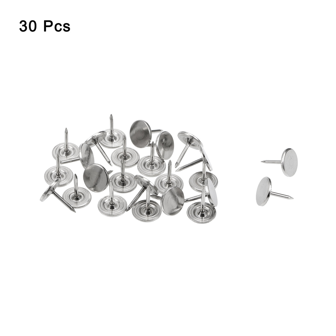 uxcell Uxcell 30Pcs 11mmx13mm Flat Head Decorative Upholstery Tacks Furniture Nails, Silver