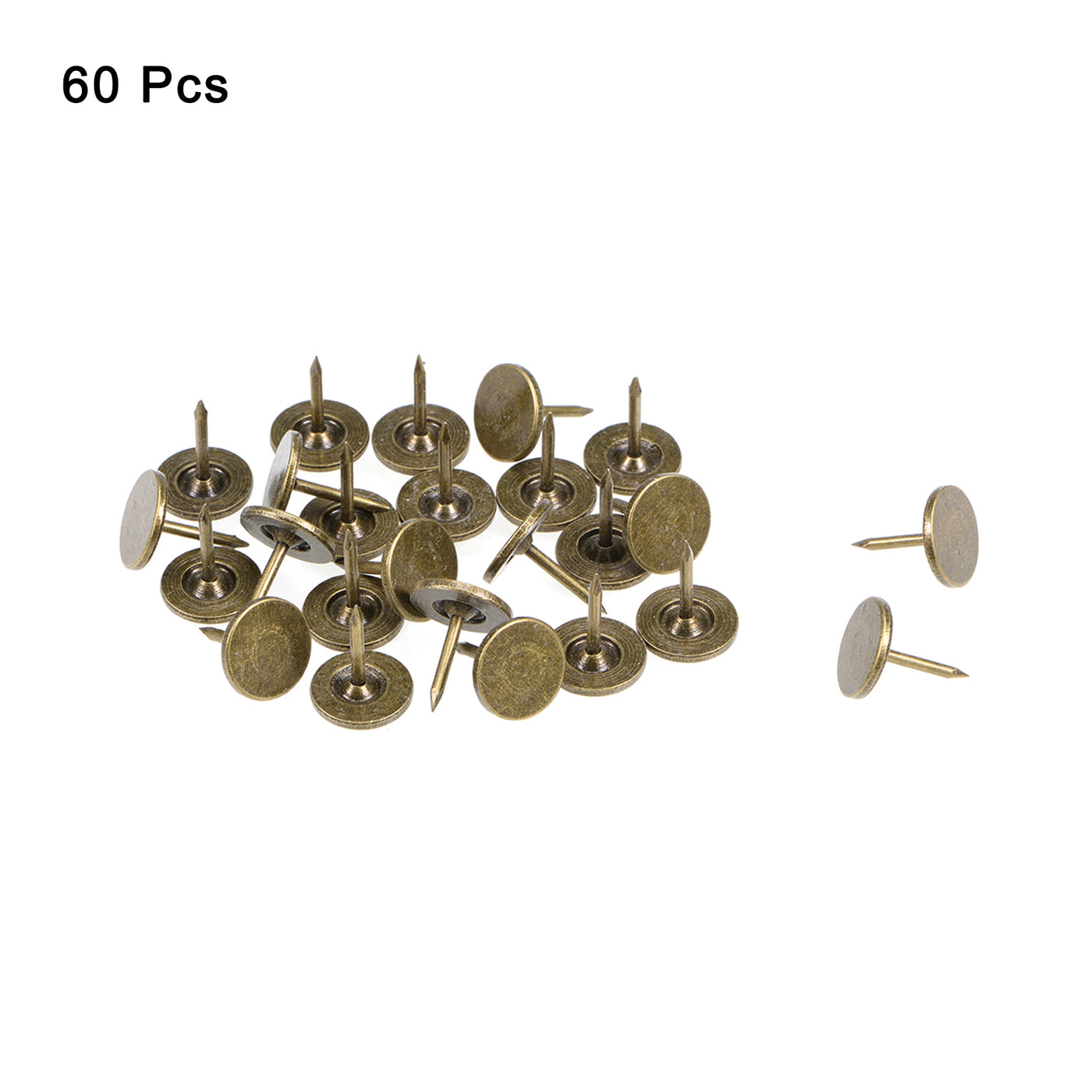 uxcell Uxcell 60Pcs 11mmx15mm Flat Head Decorative Upholstery Tacks Furniture Nails, Bronze