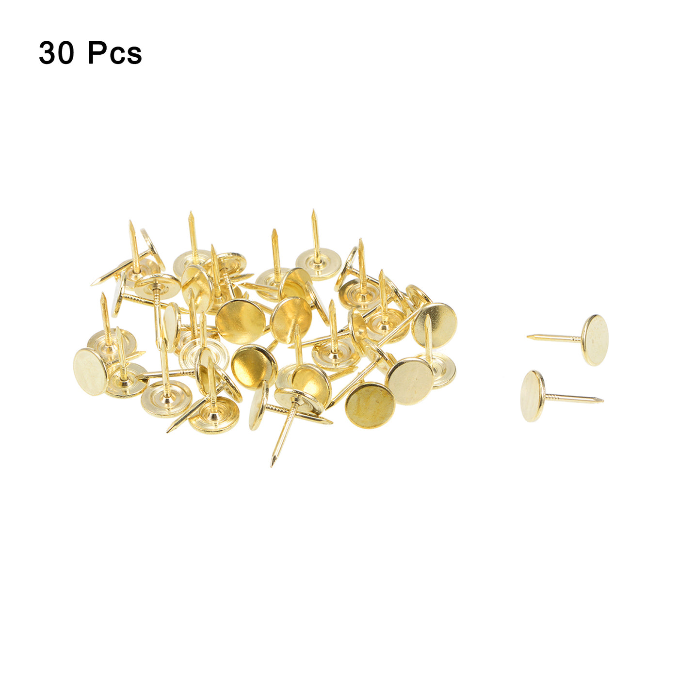 uxcell Uxcell 30Pcs 11mmx17mm Flat Head Decorative Upholstery Tacks Furniture Nails, Gold