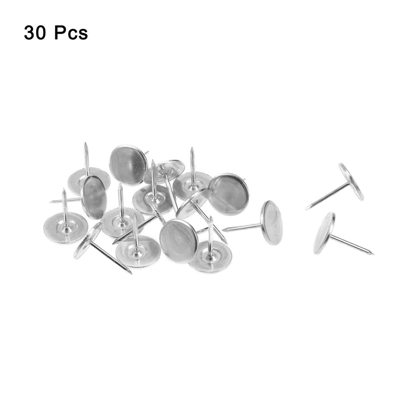 uxcell Uxcell 30Pcs 16mmx20mm Flat Head Decorative Upholstery Tacks Furniture Nails, Silver