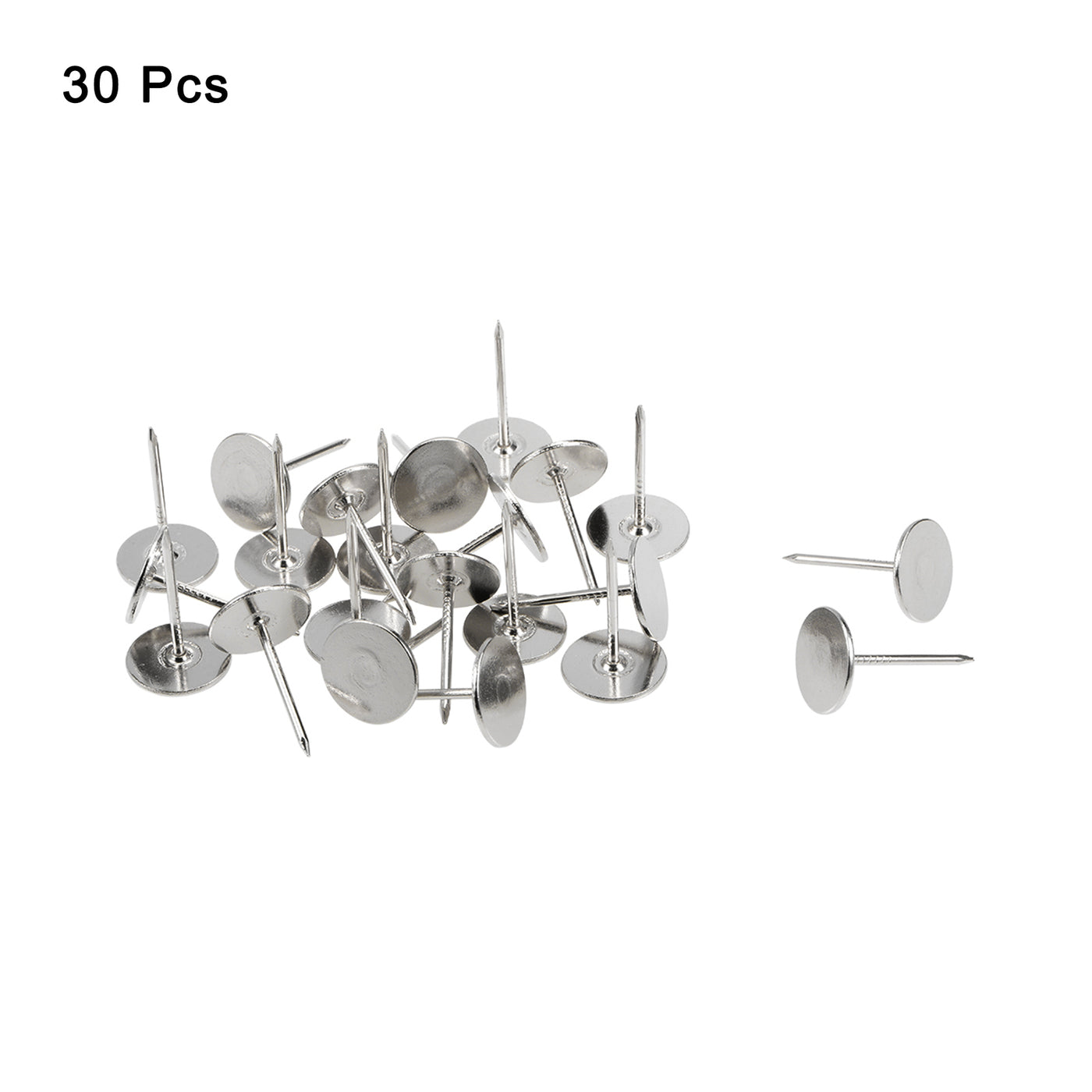 uxcell Uxcell 30Pcs 16mmx25mm Flat Head Decorative Upholstery Tacks Furniture Nails, Silver