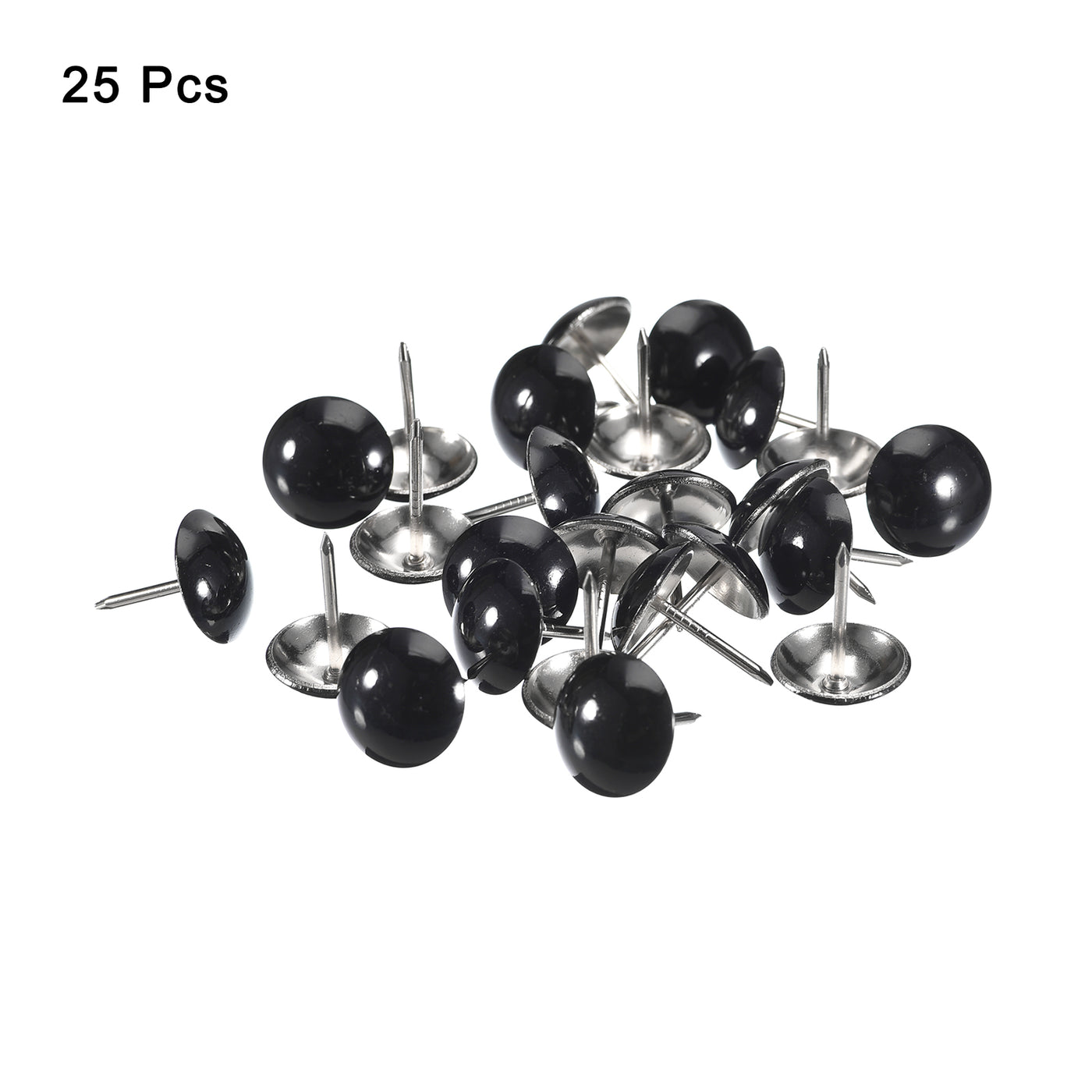 uxcell Uxcell 25Pcs 16mmx20mm Round Decorative Upholstery Tacks Furniture Nails, Bright Black