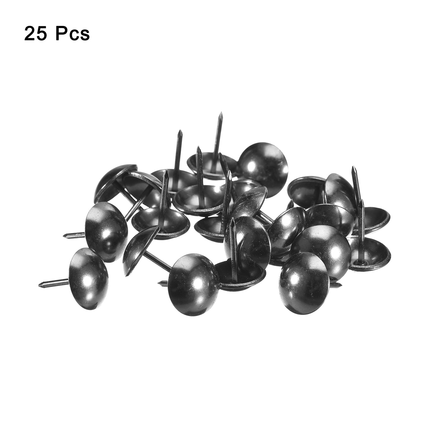 uxcell Uxcell 25Pcs 16mmx20mm Round Decorative Upholstery Tacks Furniture Nails, Matte Black